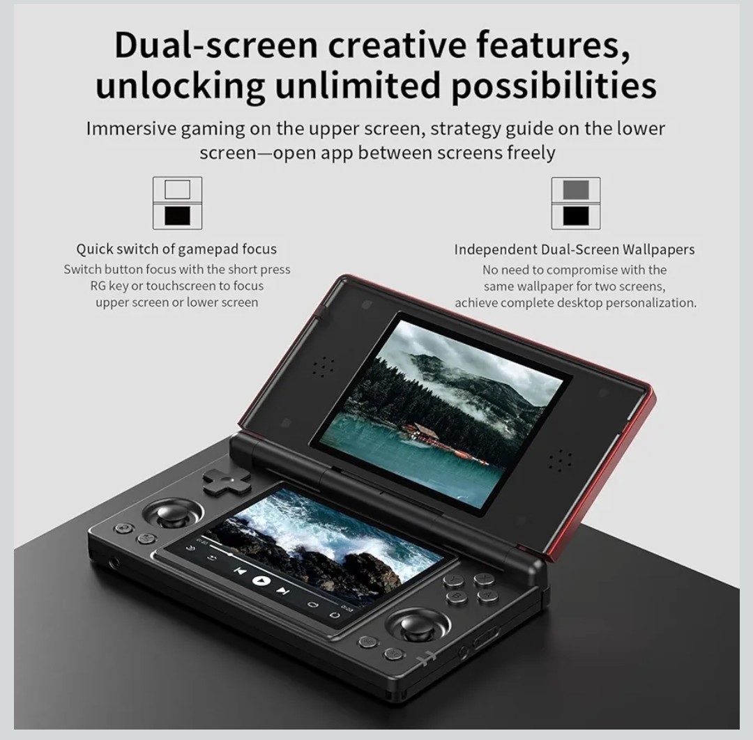 Anbernic RG DS Dual Screen Handheld Console with Stylus, Wi-Fi, 32GB, HD IPS