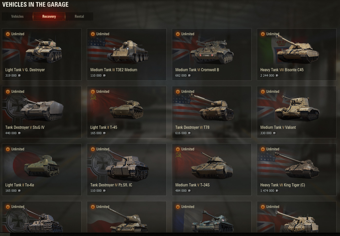 World of Tanks Account a lot of premiums Tier X