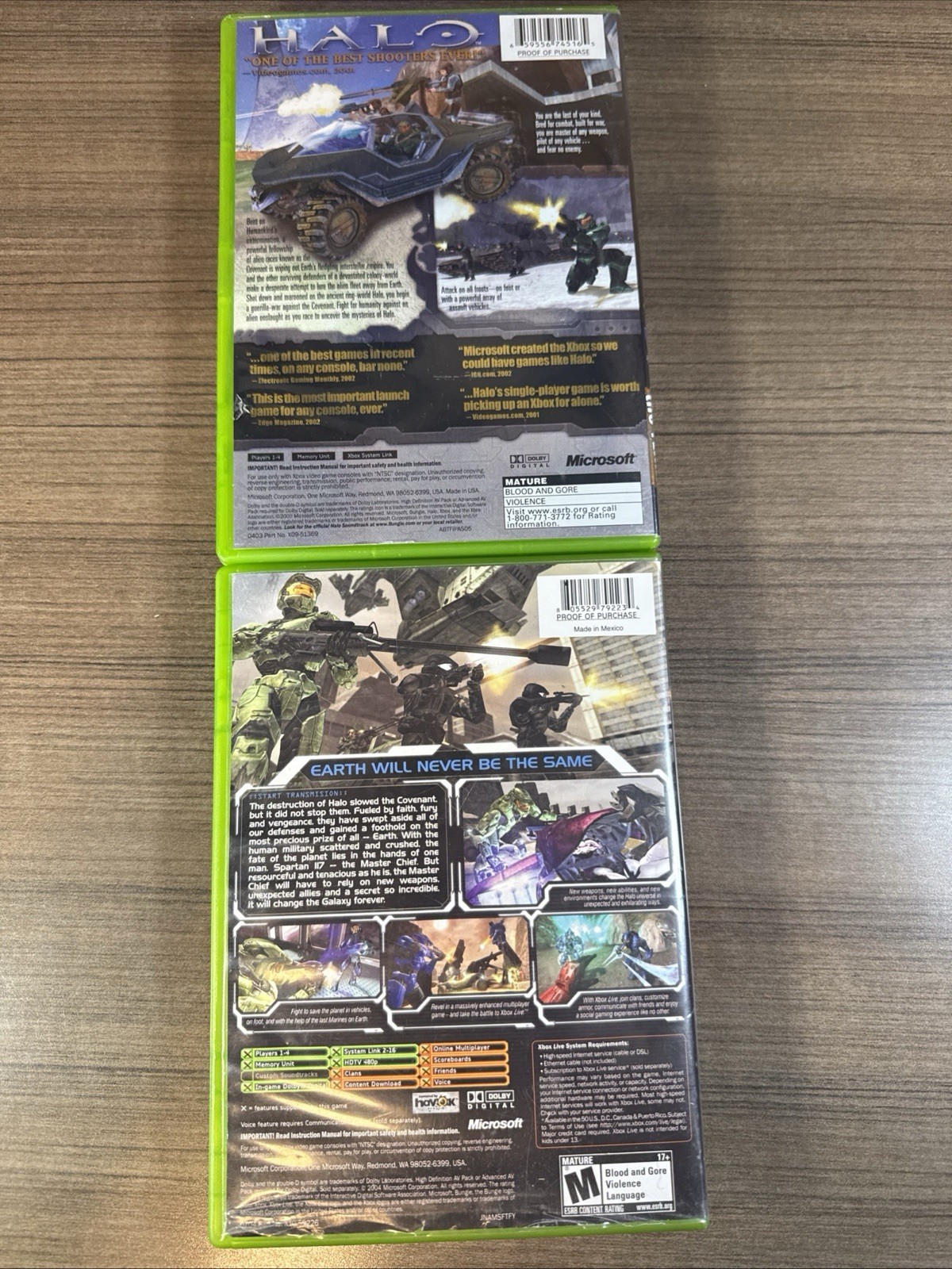 Halo 1 Combat Evolved and Halo 2 Original Xbox Lot Of 2 Video Games Manuals Case