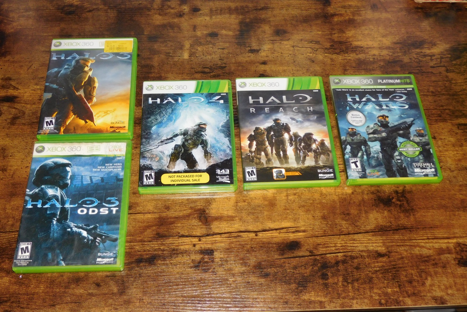 Xbox 360 Halo game lot (3, 3 ODST, 4, Reach, and Wars)