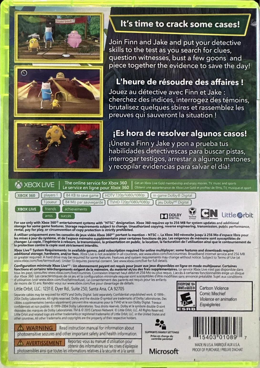 Adventure Time Finn and Jake Investigations Xbox 360 (Brand New Factory Sealed U
