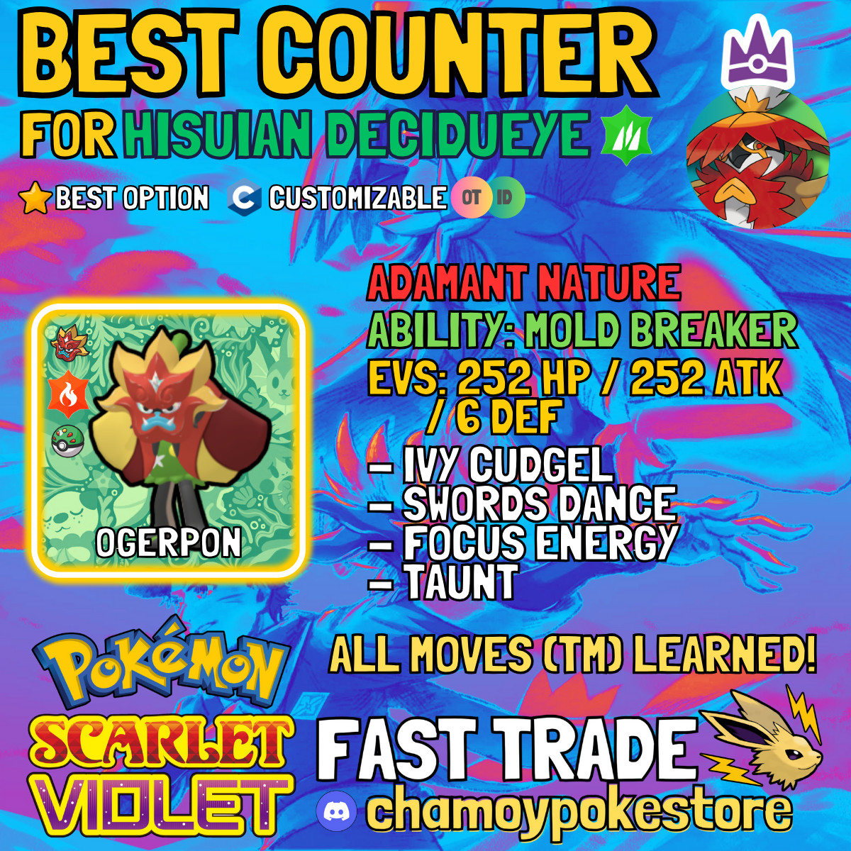 HISUIAN DECIDUEYE Tera Raid Counters ⚡ 6IV BUNDLE ⚡ Pokemon SCARLET and VIOLET