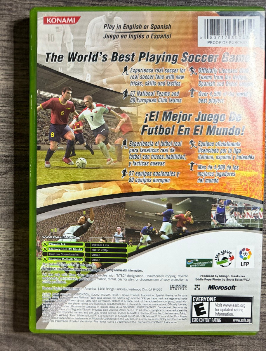 World Soccer Winning Eleven 8 (Original Xbox) Plays On Xbox 360 BC Tested Game