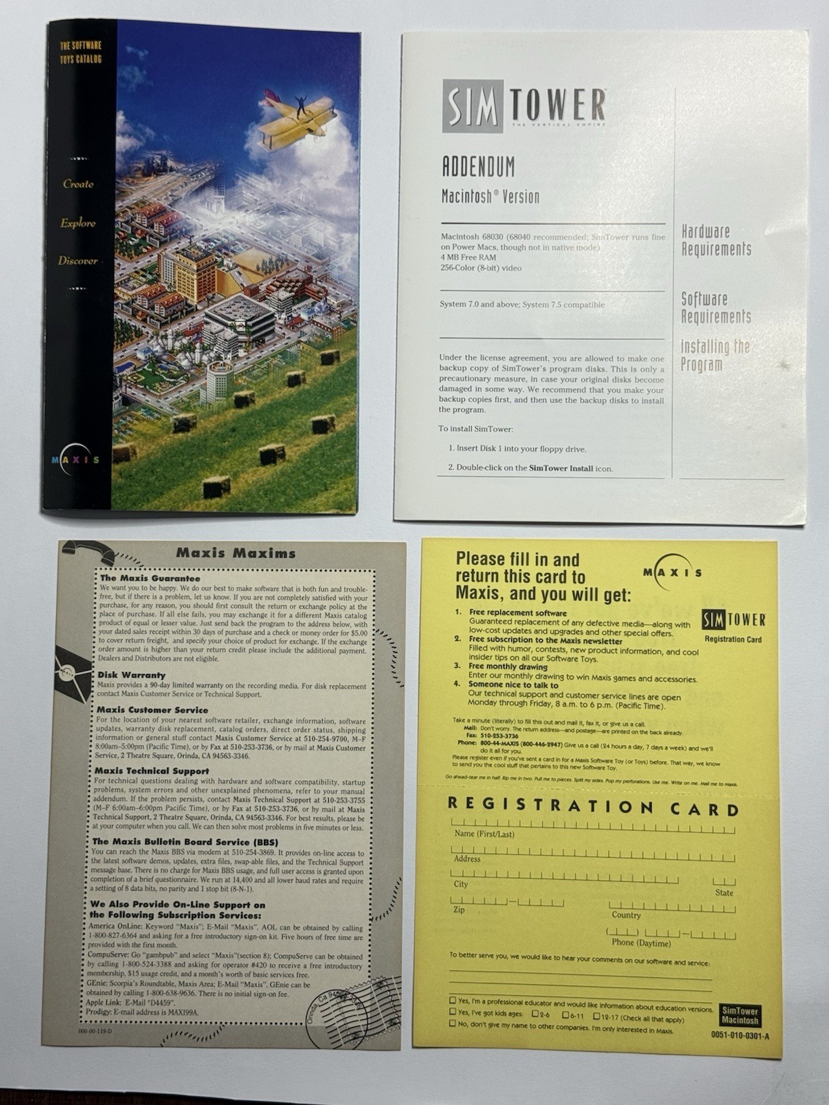 Maxis SimTower Macintosh 3.5″ Floppy Disc w/ Disks, Manual & Inserts