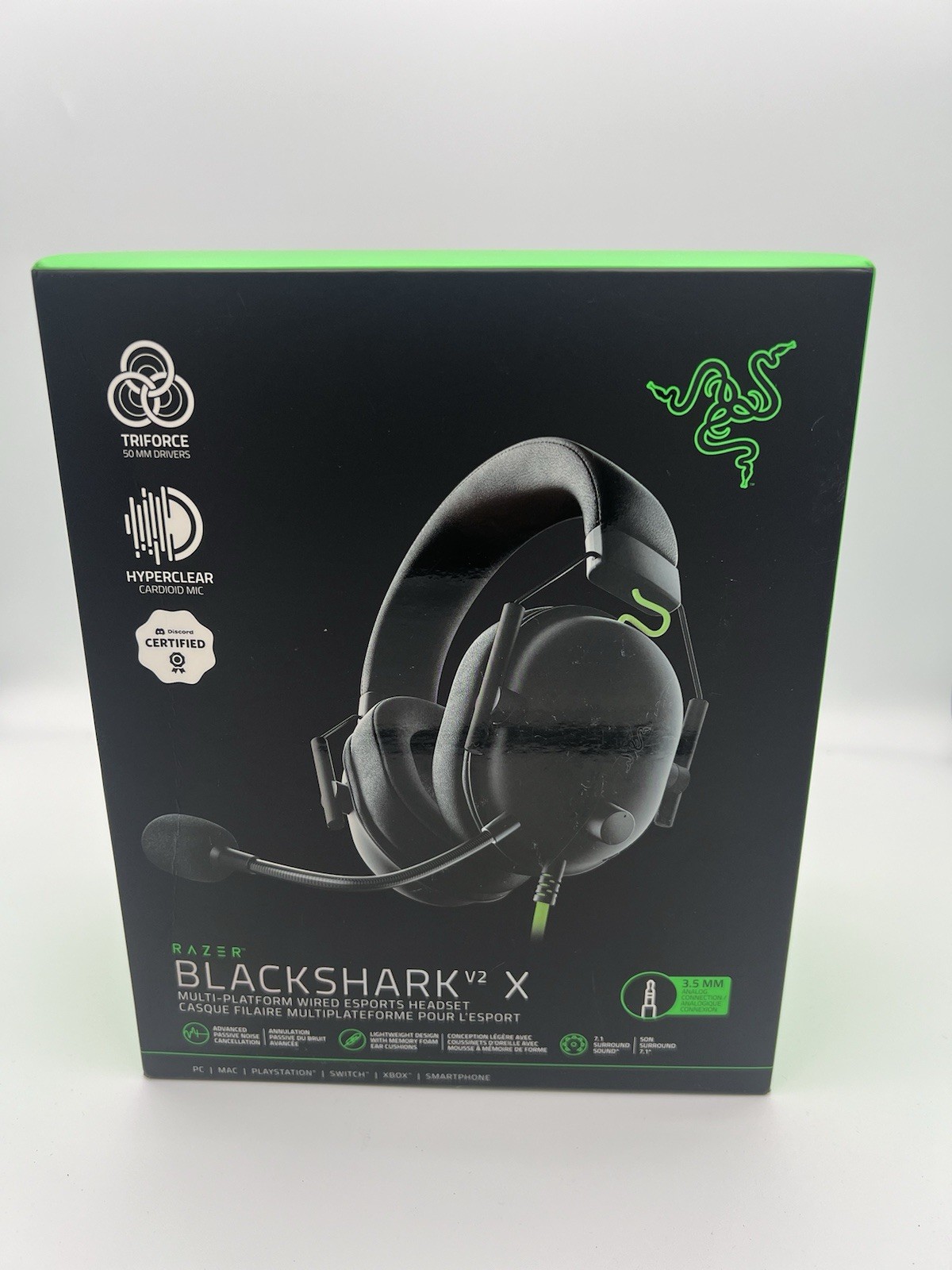 Razer Blackshark V2 X Black Over the Ear Gaming Headset Open Box