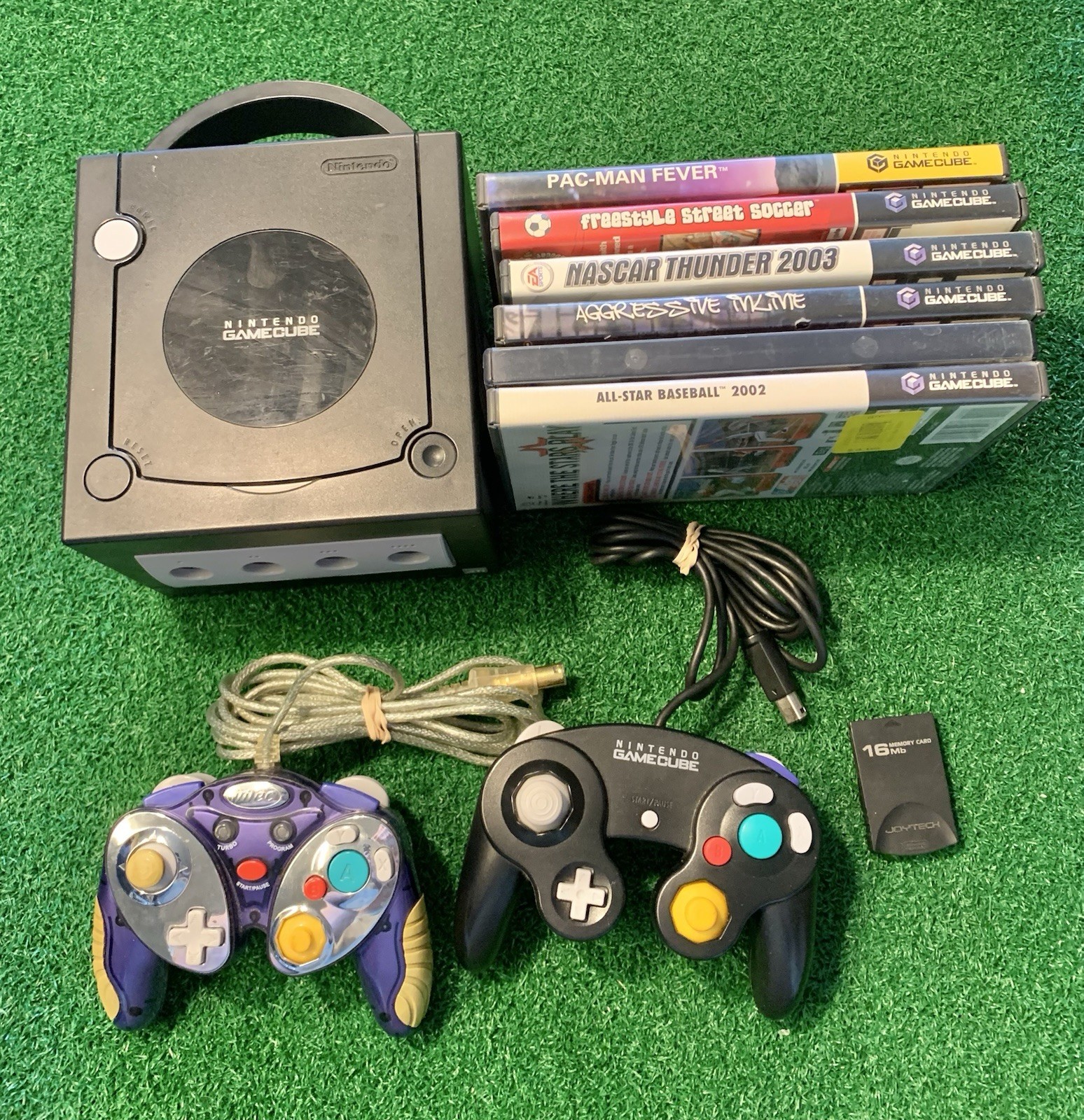 Nintendo GameCube Black DOL-001 Console Bundle – 2 Controllers & 6 Games Tested