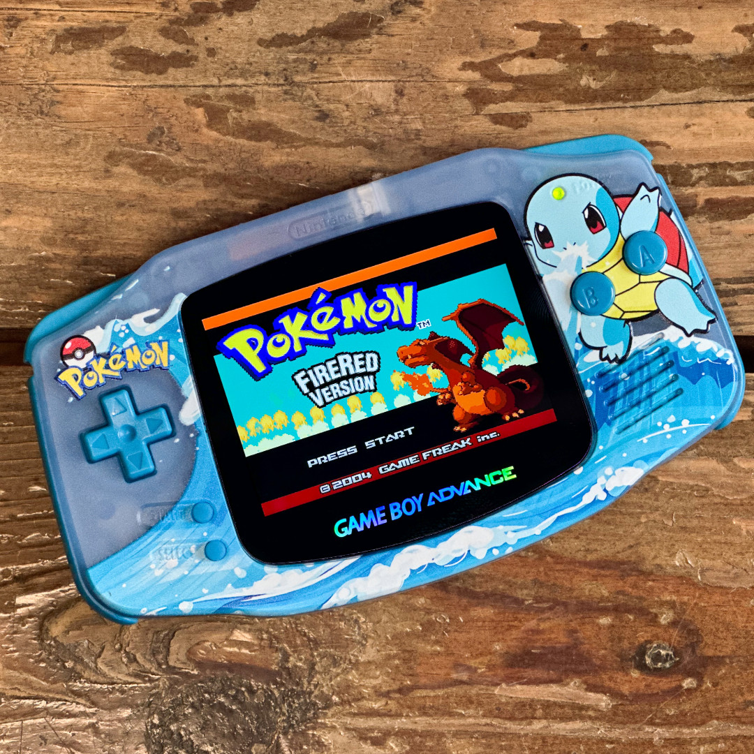 Nintendo Game Boy Advance GBA 3.0 M2 IPS Pokemon Console SQUIRTLE USB-C Battery