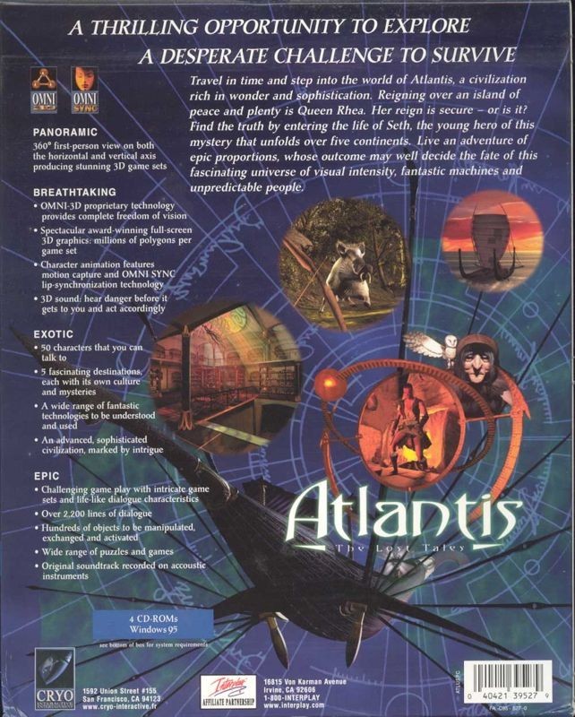 Atlantis: The Lost Tales PC Game 1997 Cryo Interactive Windows 10 11