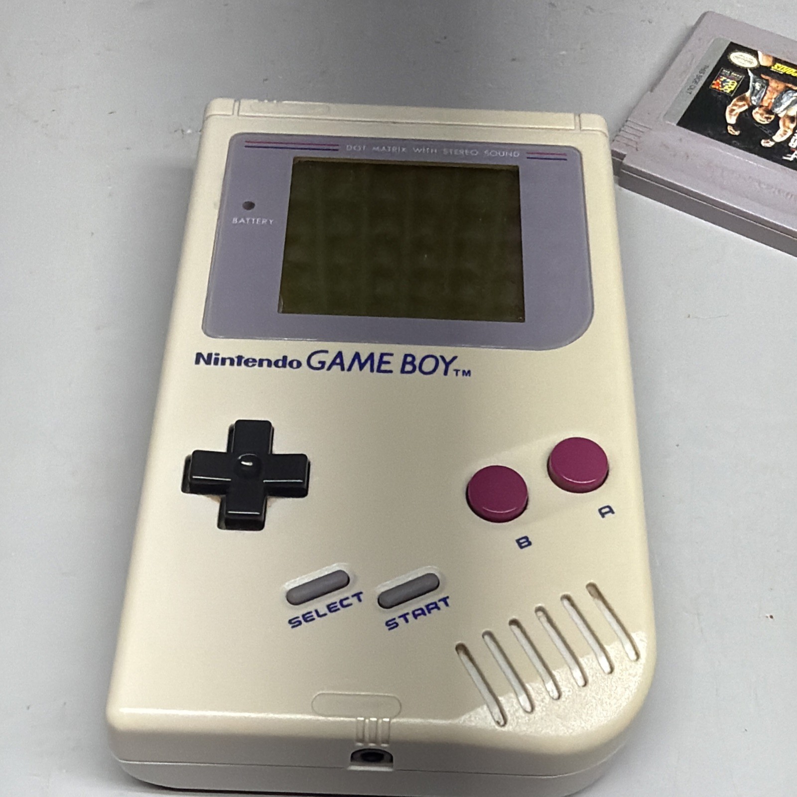 Nintendo Game Boy DMG-01 Original Gray Handheld 1989 Working + WWF War Zone