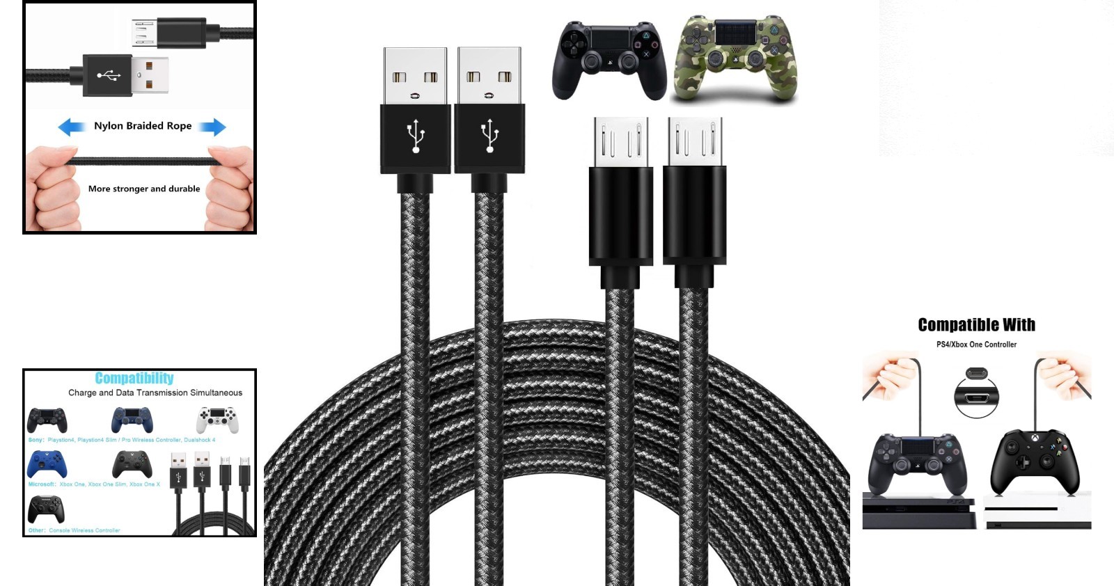 10ft Extra Long PS4 Controller Charger Cable – Play & Charge Convenience