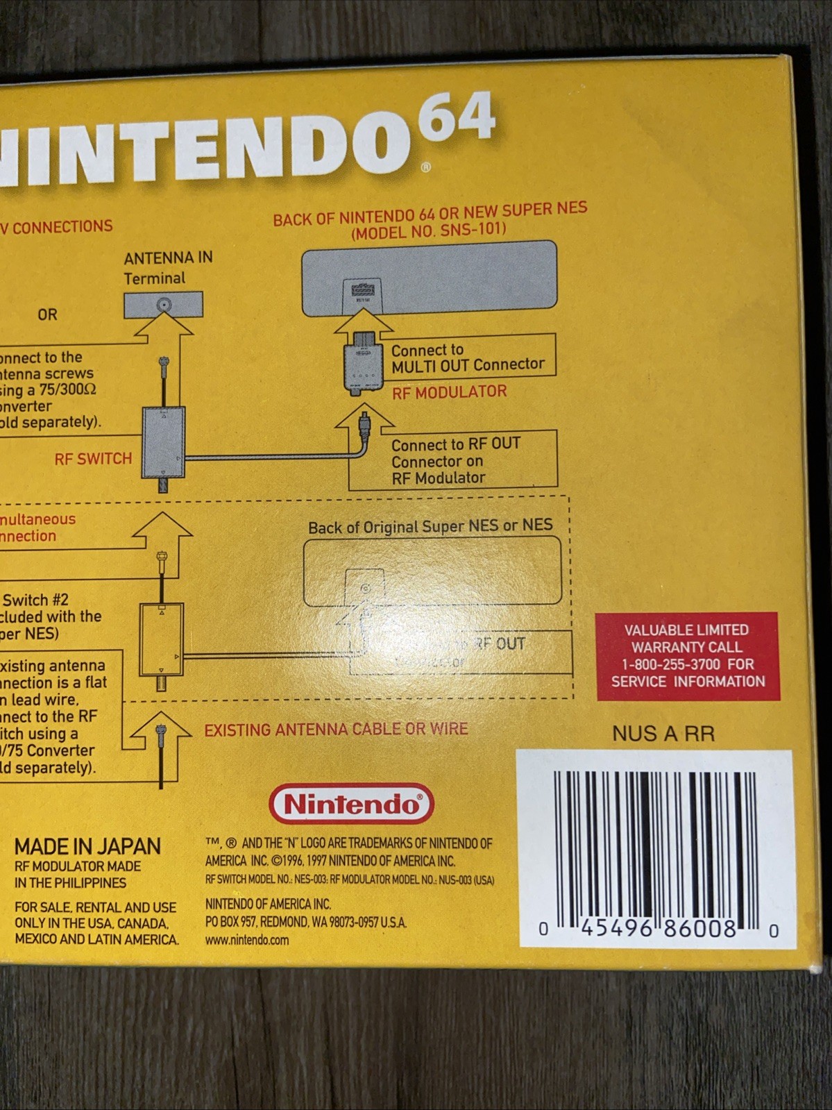 Nintendo 64 N64 OEM RF Switch RF Modulator Vintage Accessory