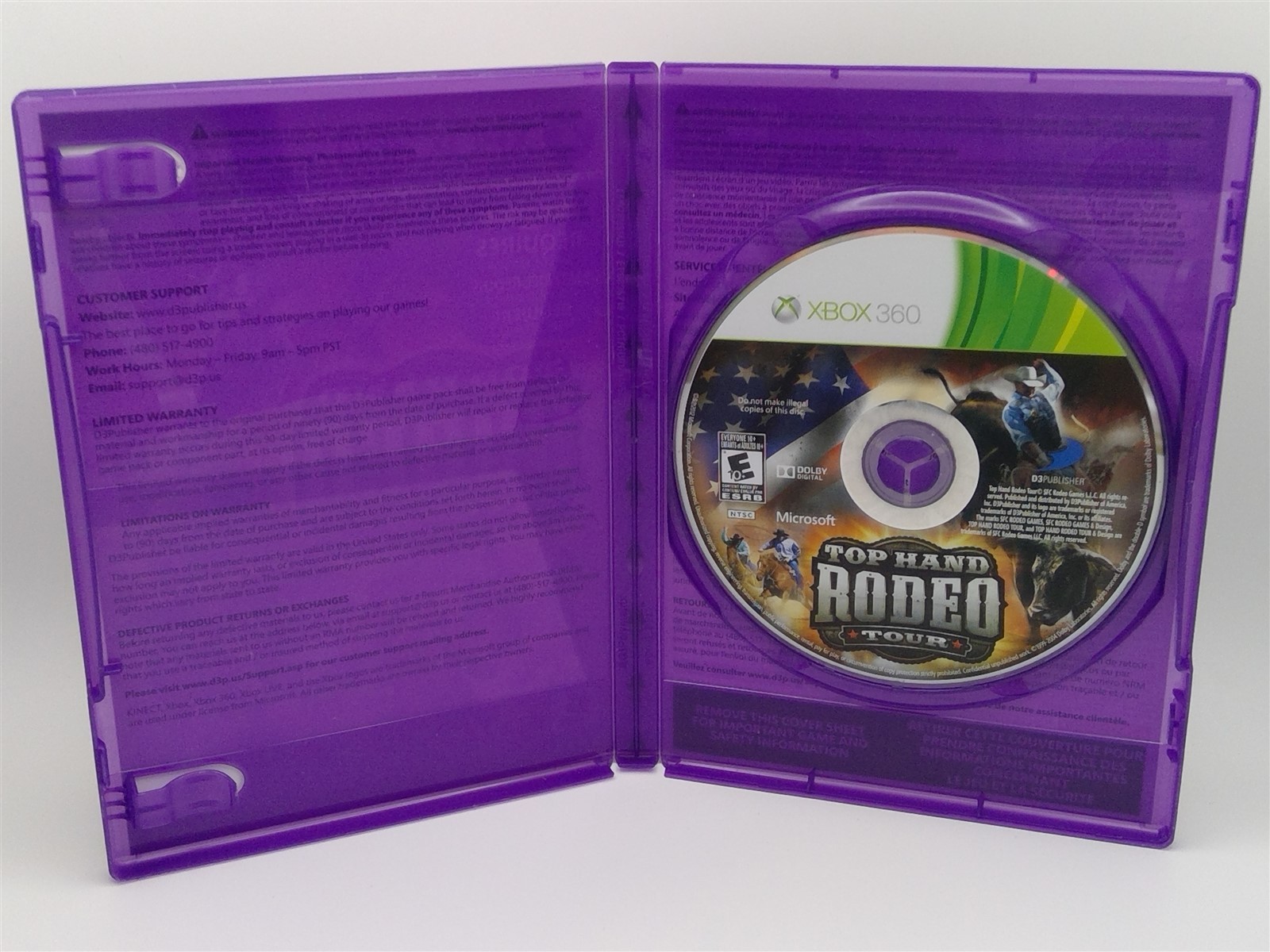 Top Hand Rodeo Tour – Xbox 360 – Game E10+ D3publisher Purple Kinect – CIB