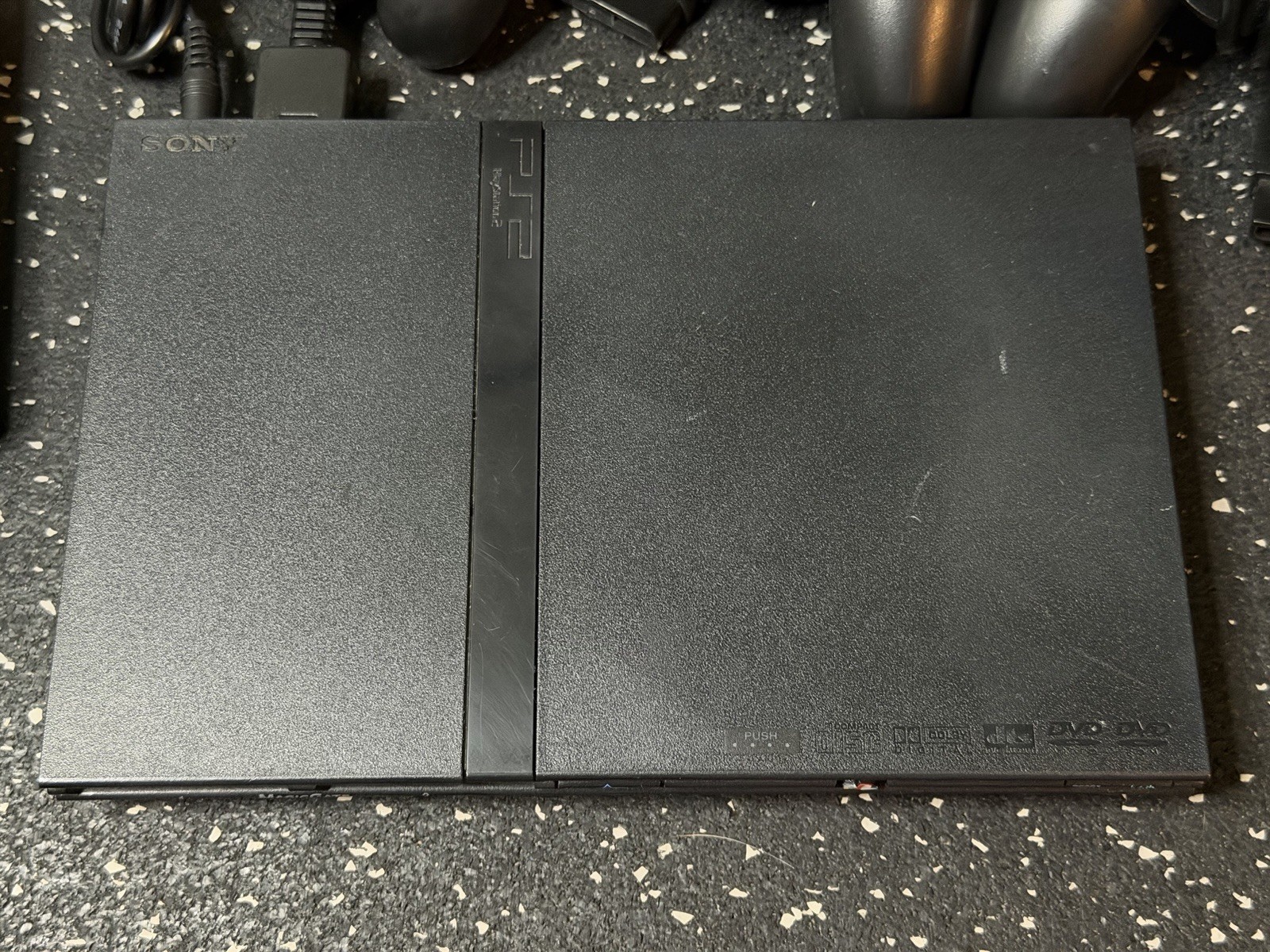 Sony PlayStation 2 PS2 Slim Black Console Bundle SCPH-75001 GameStop Controllers