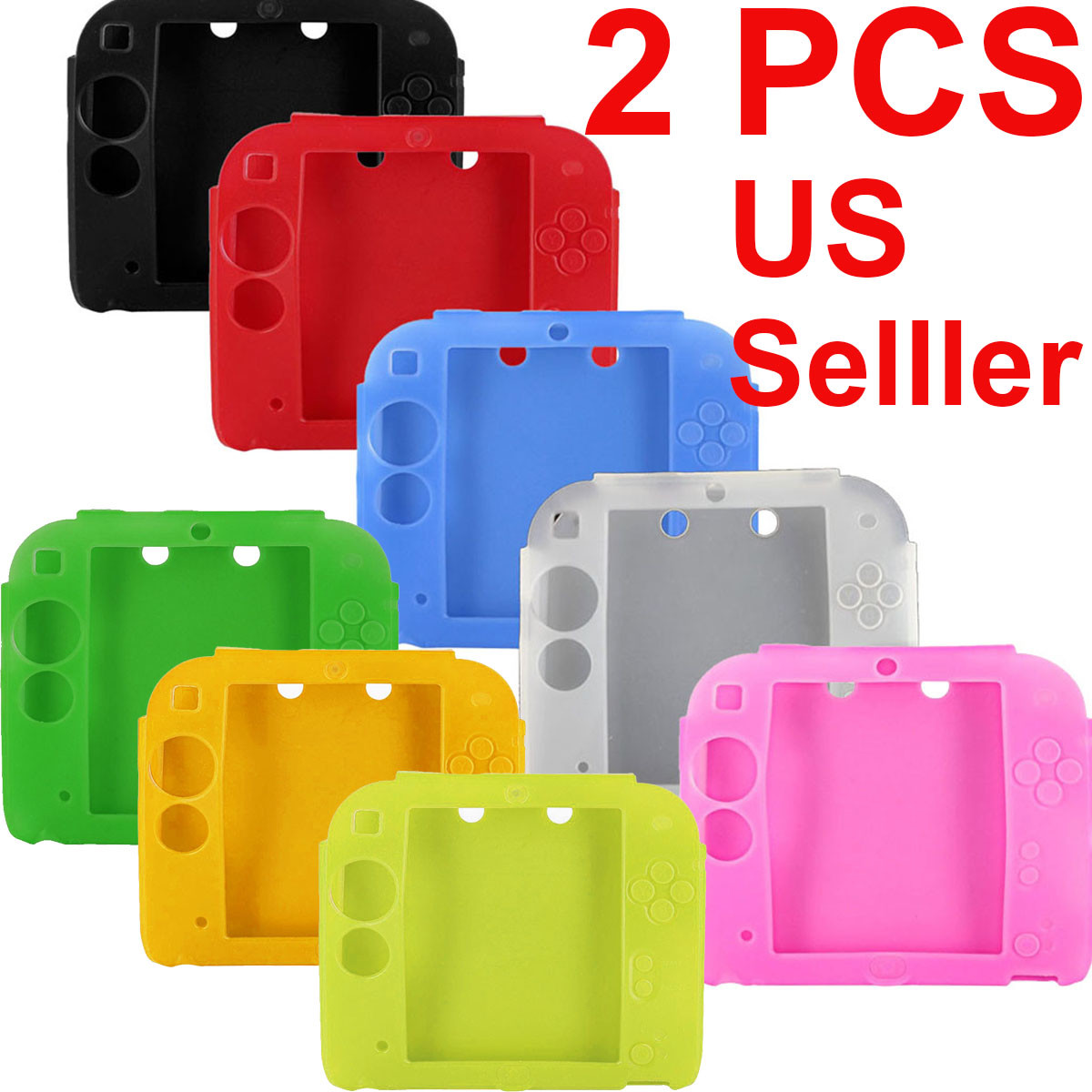 2PCS Soft Silicone Gel Rubber Cases Cover Skin for Nintendo 2DS Game Controller