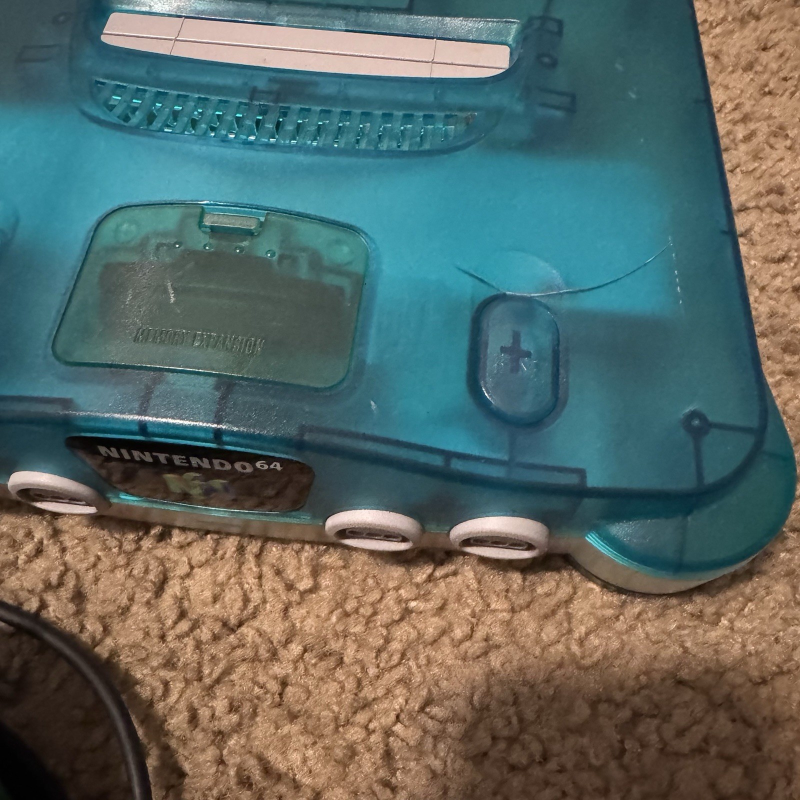 Nintendo N64 Funtastic Clear Blue Japan Console WORKS has a small crack on case