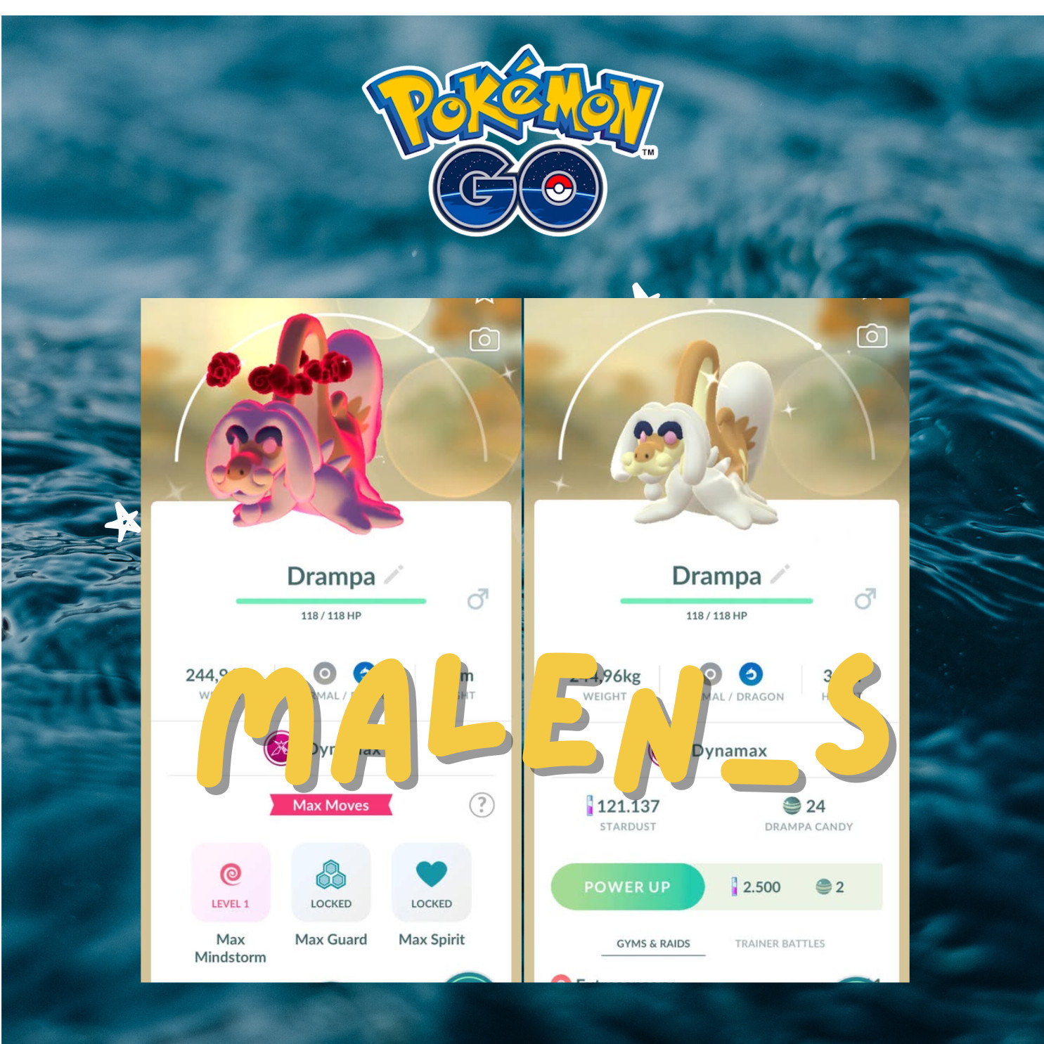 Pokémon Go🐬🐬🐬Shiny Drampa Dynamax🐬🐬🐬🐬🐬🐬Trade 20k stardust or PTC