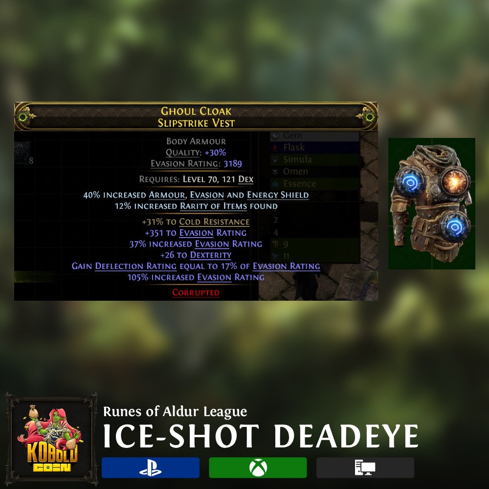 Ice Shot Deadeye Body Armour – Runes of Aldur League Softcore Path of Exile 2