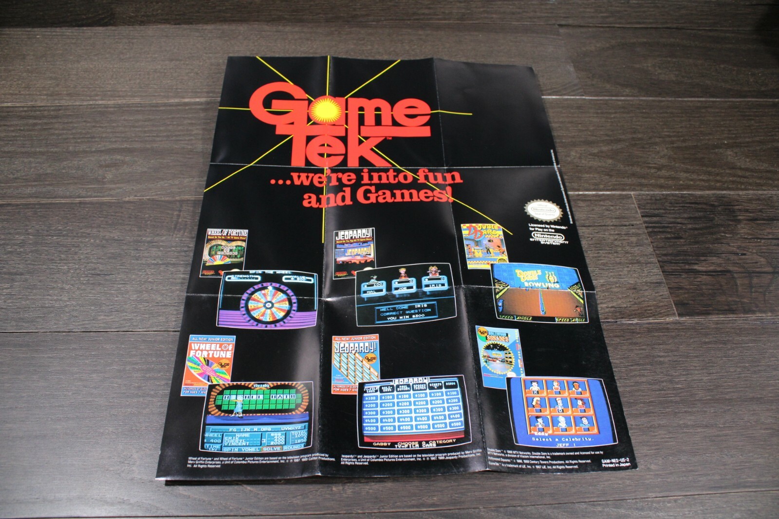 Game Tek GAM-NES-US-2 NES POSTER Fold-Out INSERT ONLY Authentic