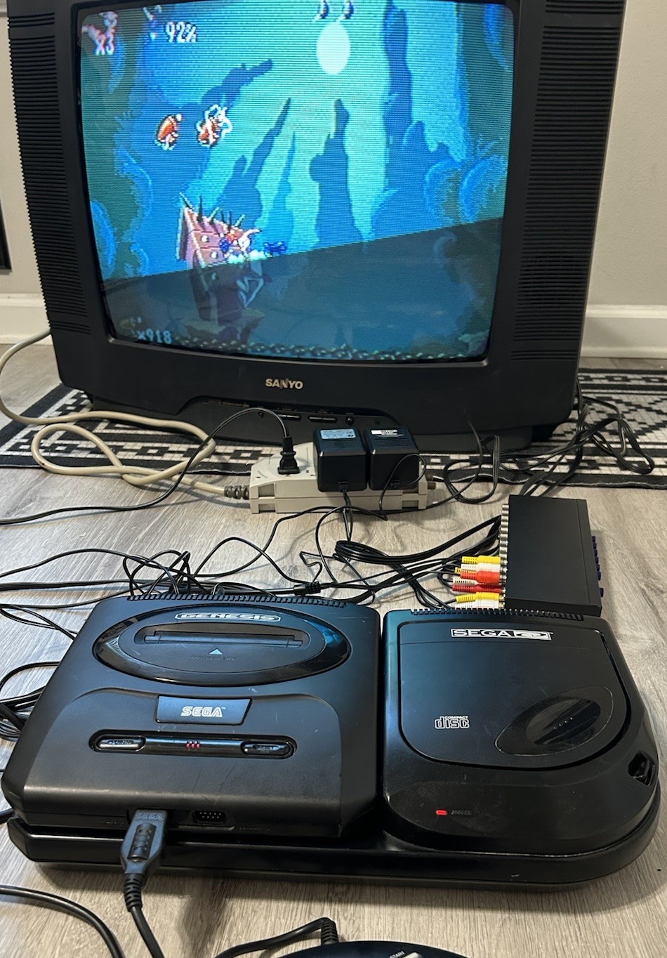 Sega Genesis Model 2 + Sega CD Model 2 Bundle Tested Working READ