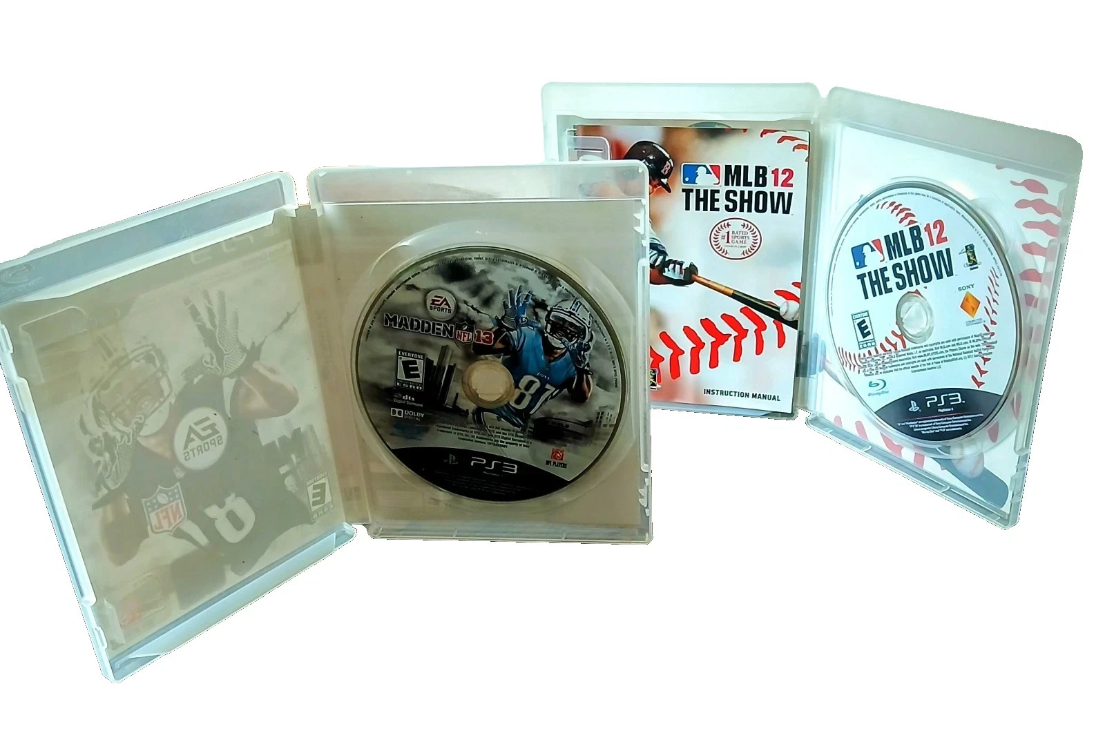 (2) PS3 MLB 12 The Show/NFL EA Sports Madden 13 Video Games Lot