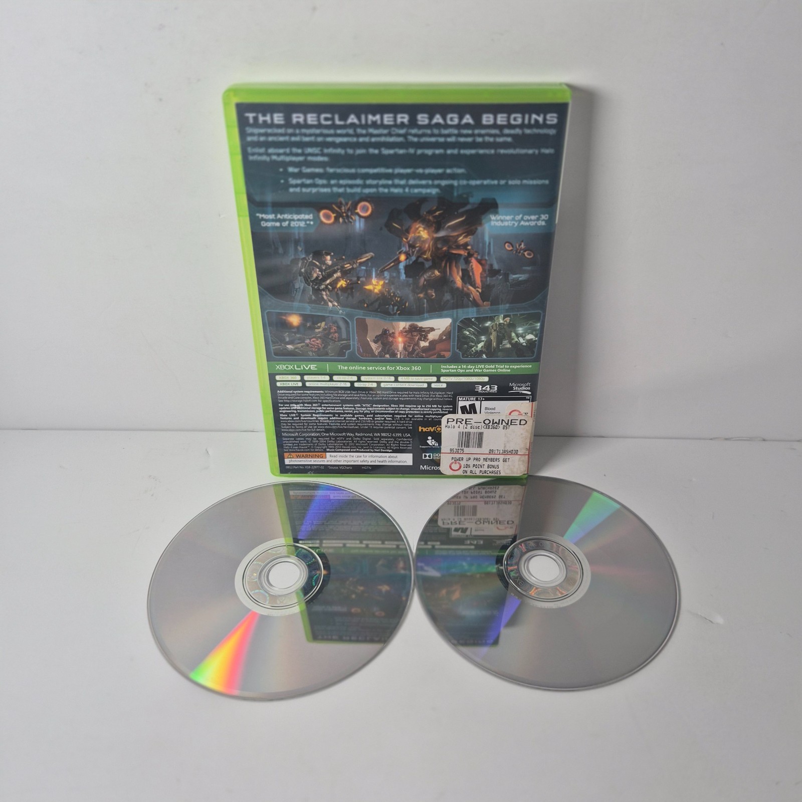 Halo 4 Xbox 360 Tested 2 Disc Set w/ Case No Manual