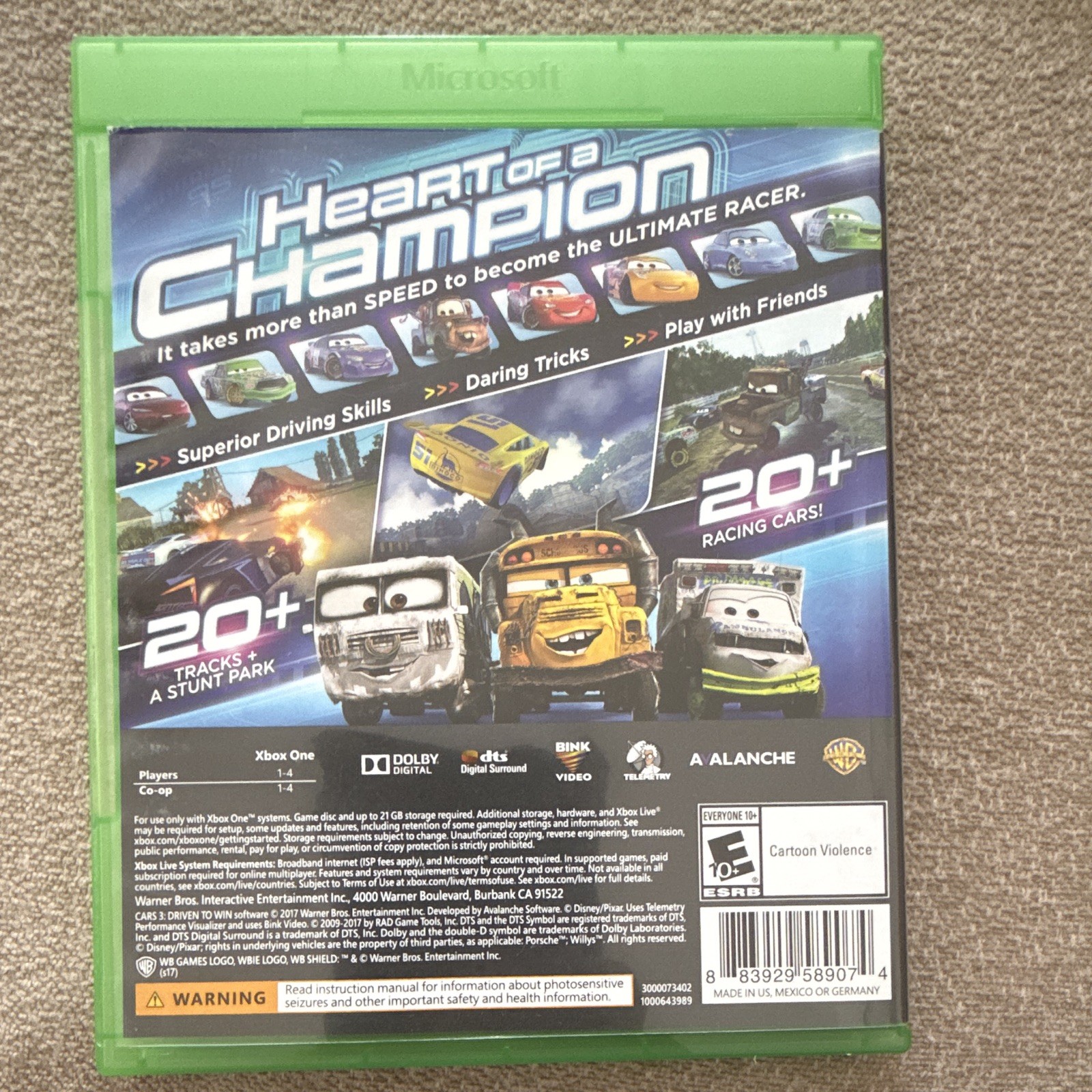 WB Games Cars 3: Driven to Win Xbox One Racing Multiplayer E10+ NTSC 2017