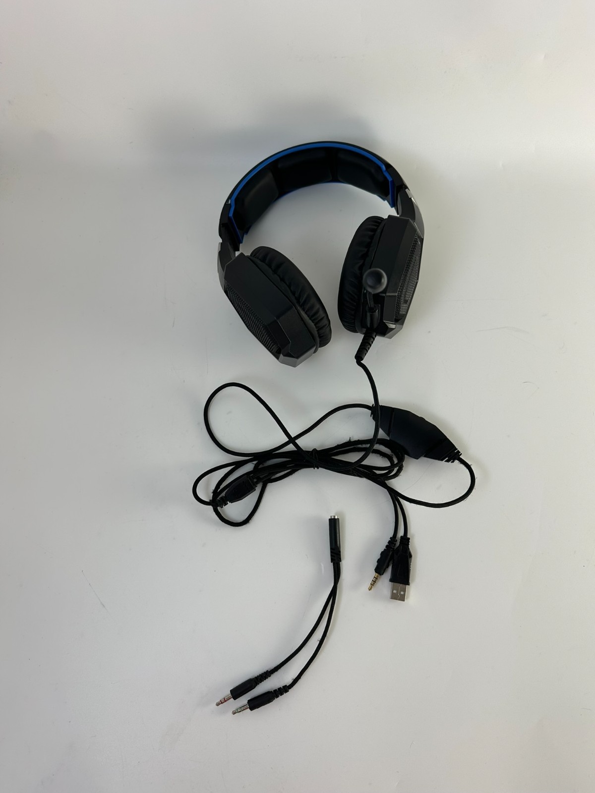RUNMUS Gaming Headset Wired USB Stereo Headphones Mic PC PS4 PS5 Xbox Blue