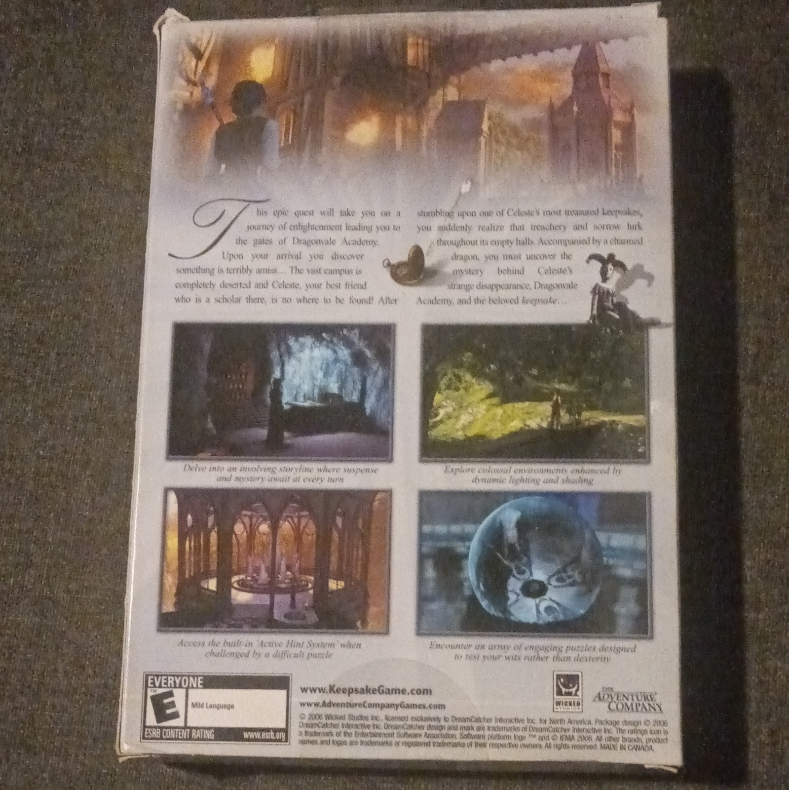 The Adventure Company Keepsake (PC, 2006) 3-Disc Manual Included, E