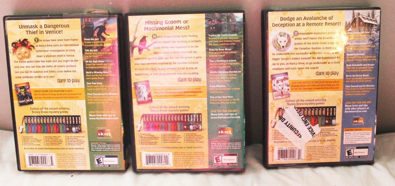 NANCY DREW PC CD Rom Games 16 18 19 HER Interactive Rated E Mystery Detective