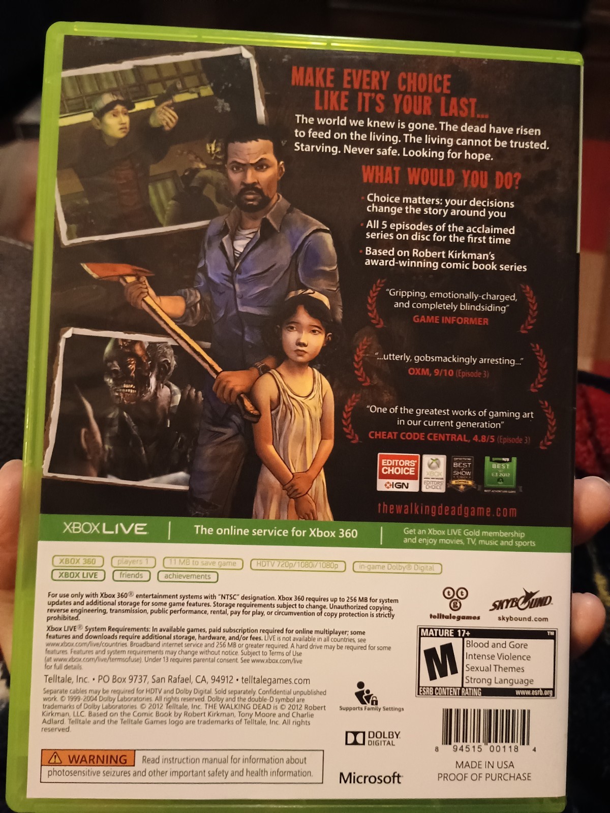 The Walking Dead: A Telltale Games Series (Microsoft Xbox 360, 2012)