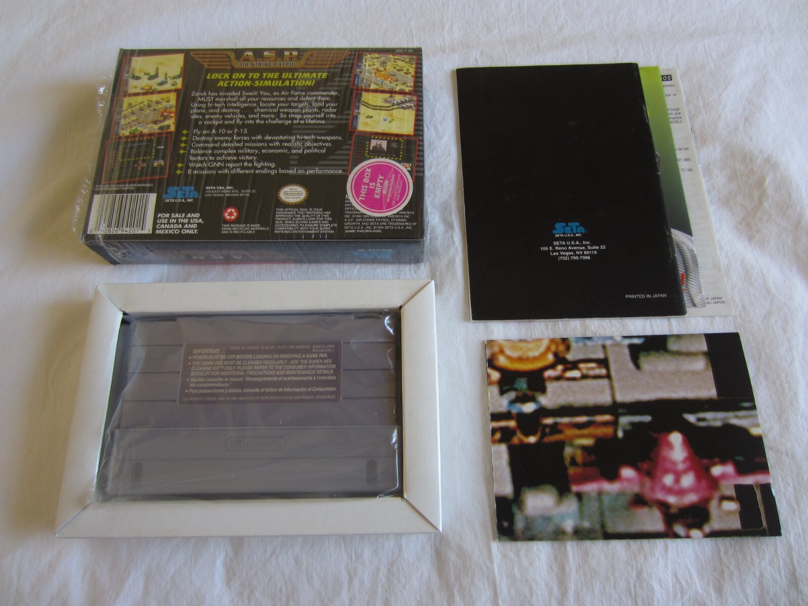 A.S.P. Air Strike Patrol (SNES) Super Nintendo CIB Complete + Poster 1995 SETA