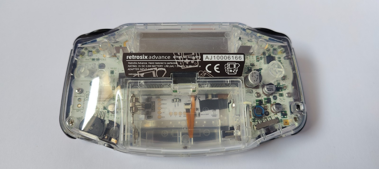 RetroSix Custom GBA Clear Glossy IPS CleanScreen Audio Mod Bundle + 6 Games Lot