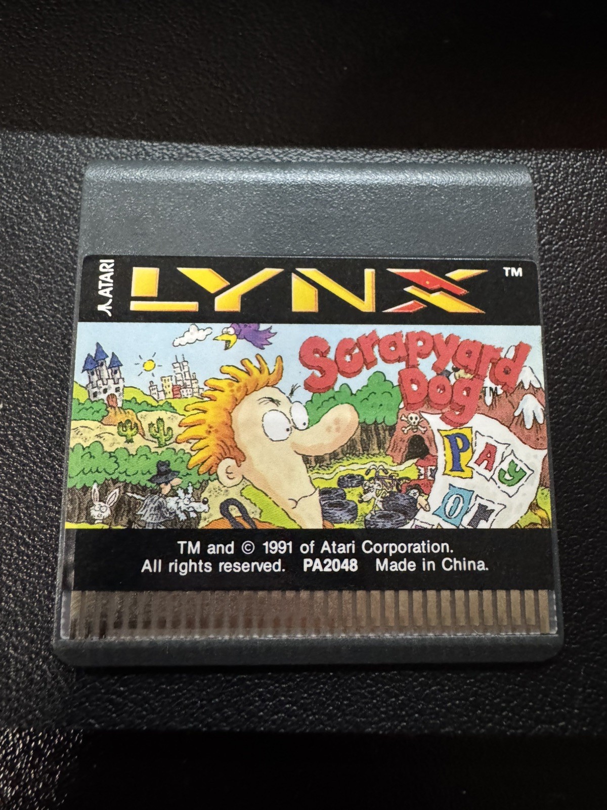 Atari Lynx Handheld Video Game Console With Scrap Yard Dog TESTED + WORKING