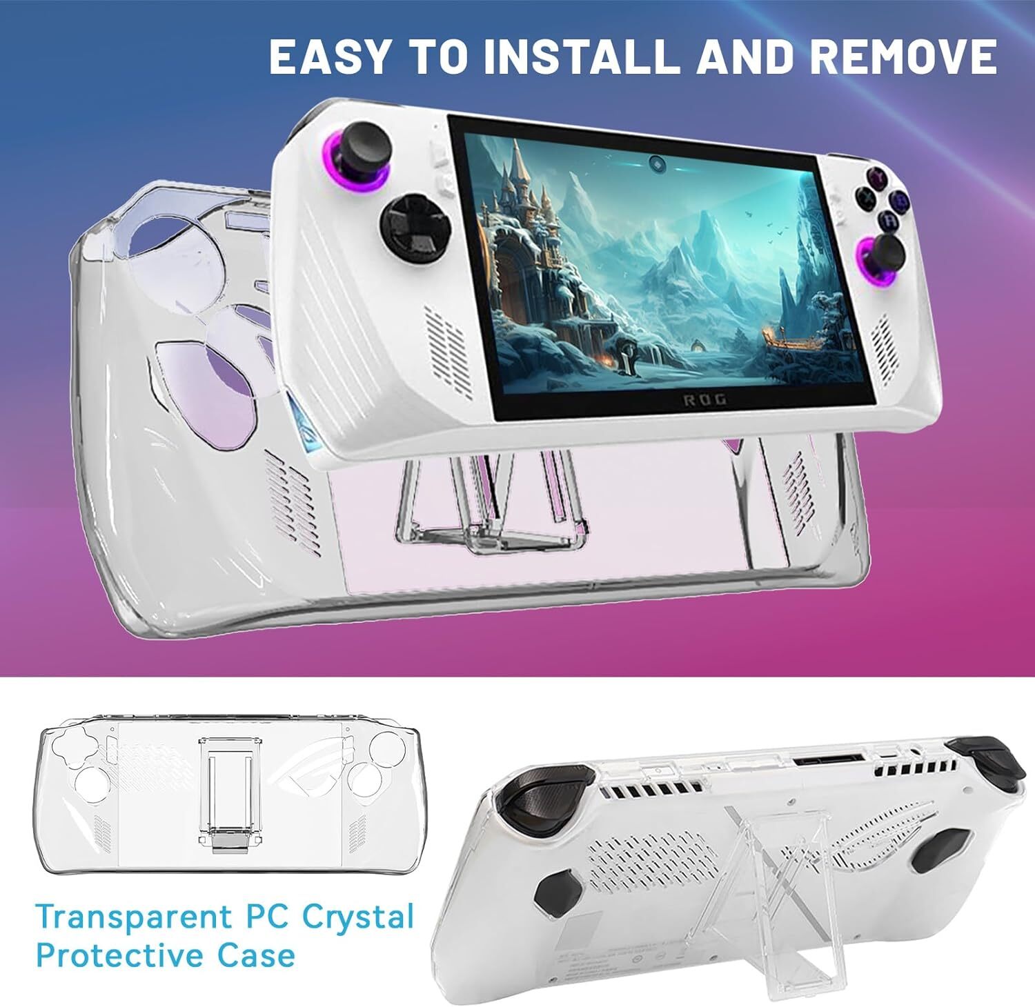 Case for ASUS ROG Ally Gaming Console Ultra Clear Protective Hard PC Grip Cover
