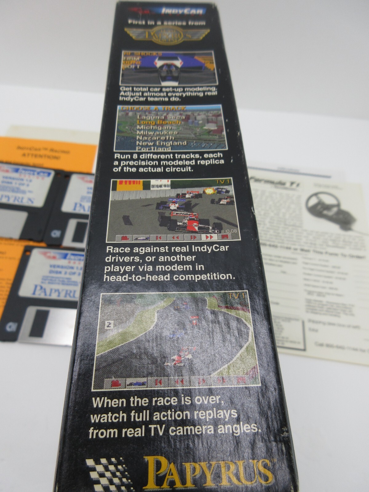 IndyCar Racing PC 1993 Papyrus 3.5 in Floppy Disks Big Box