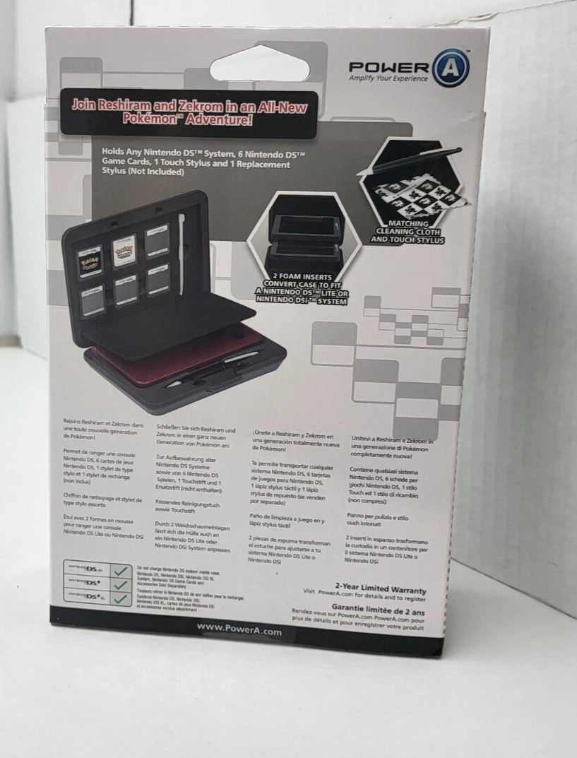 MINT NEW POKEMON BLACK & WHITE HARD SHELL TRAVEL CASE FOR NINTENDO DS LITE & DSI