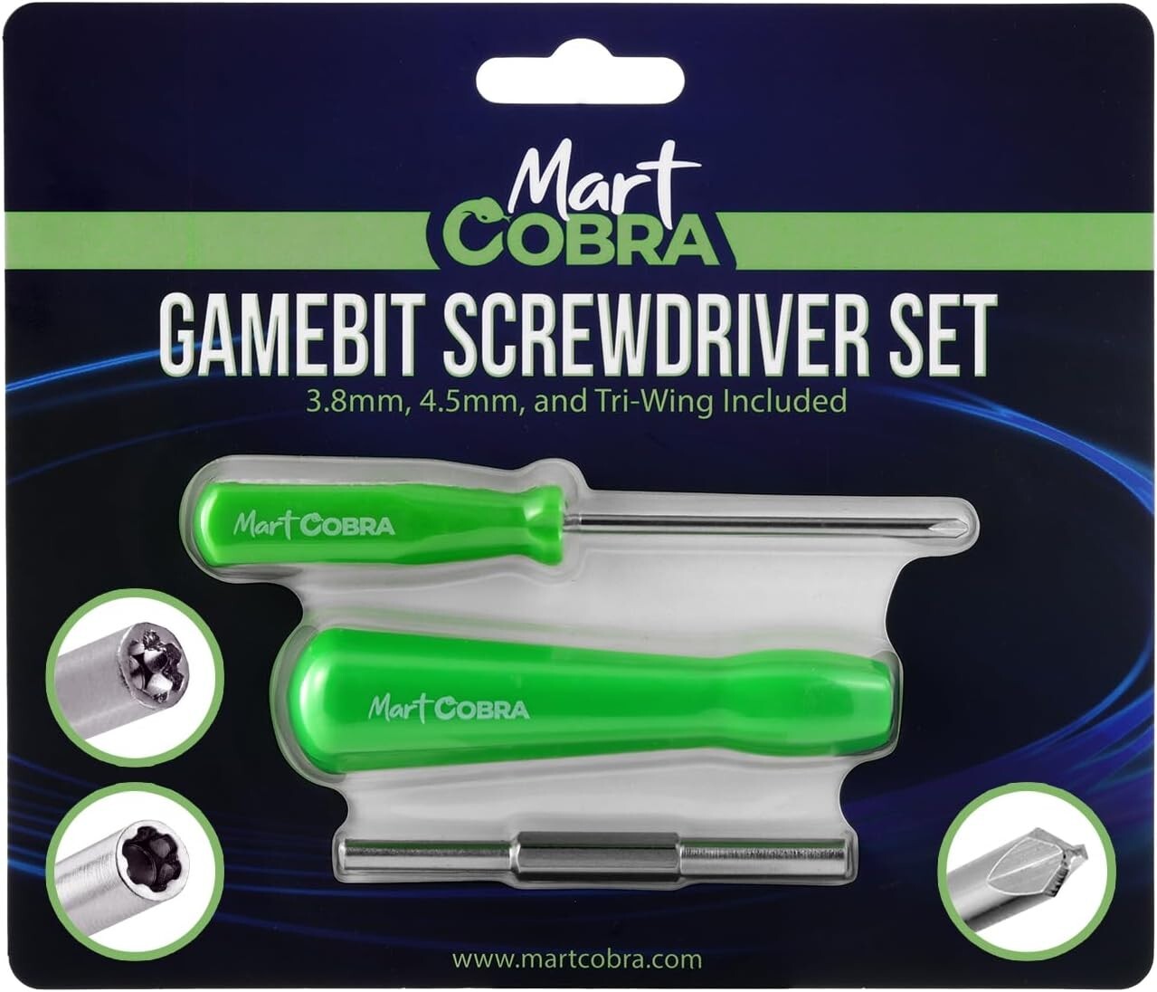 Mart Cobra Gamebit Screwdriver 3.8mm 4.5mm & Tri-Wing Screwdriver Gameboy Set