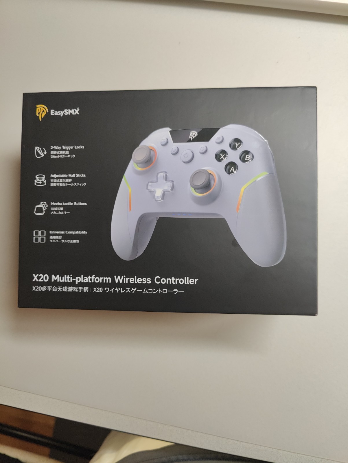 EasySMX X20 Wireless Gaming Controller RGB Backlit Hall Effect Stick, White