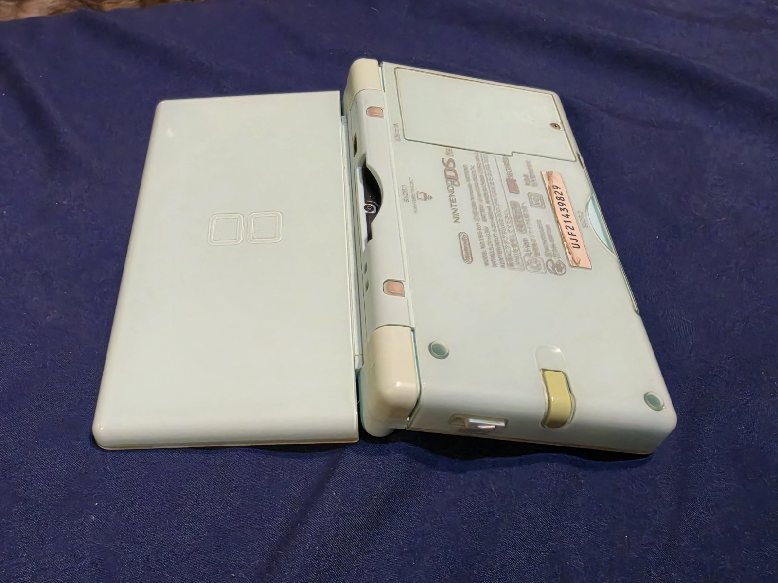 Nintendo DS Lite Ice Blue Handheld. Tested Working w/ Charger, Stylus & GBA Covr