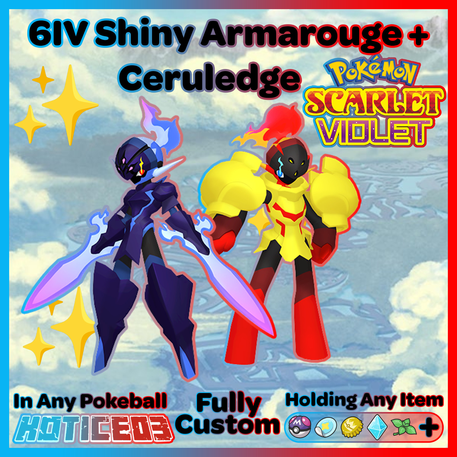 ARMAROUGE + CERULEDGE ✨ SHINY 6IV ✨ POKEMON SCARLET and VIOLET Competitive/Raid