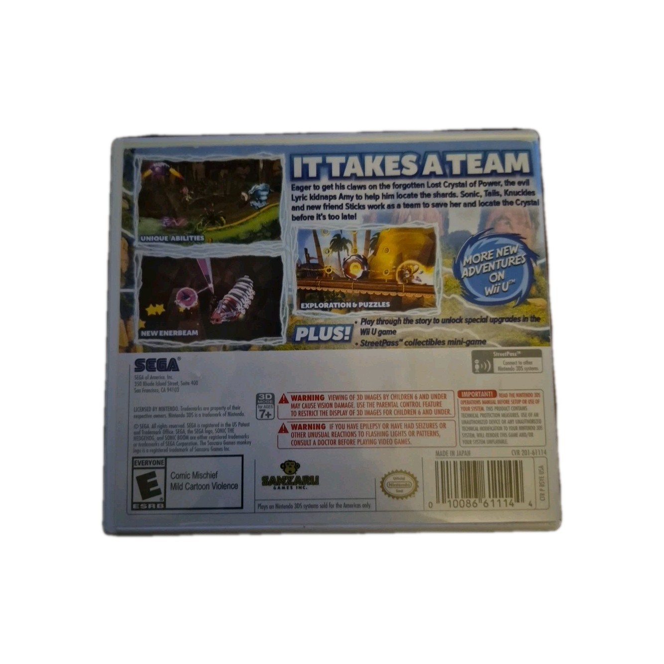 Sonic Boom: Shattered Crystal (Nintendo 3DS, 2014) Tested NO MANUAL