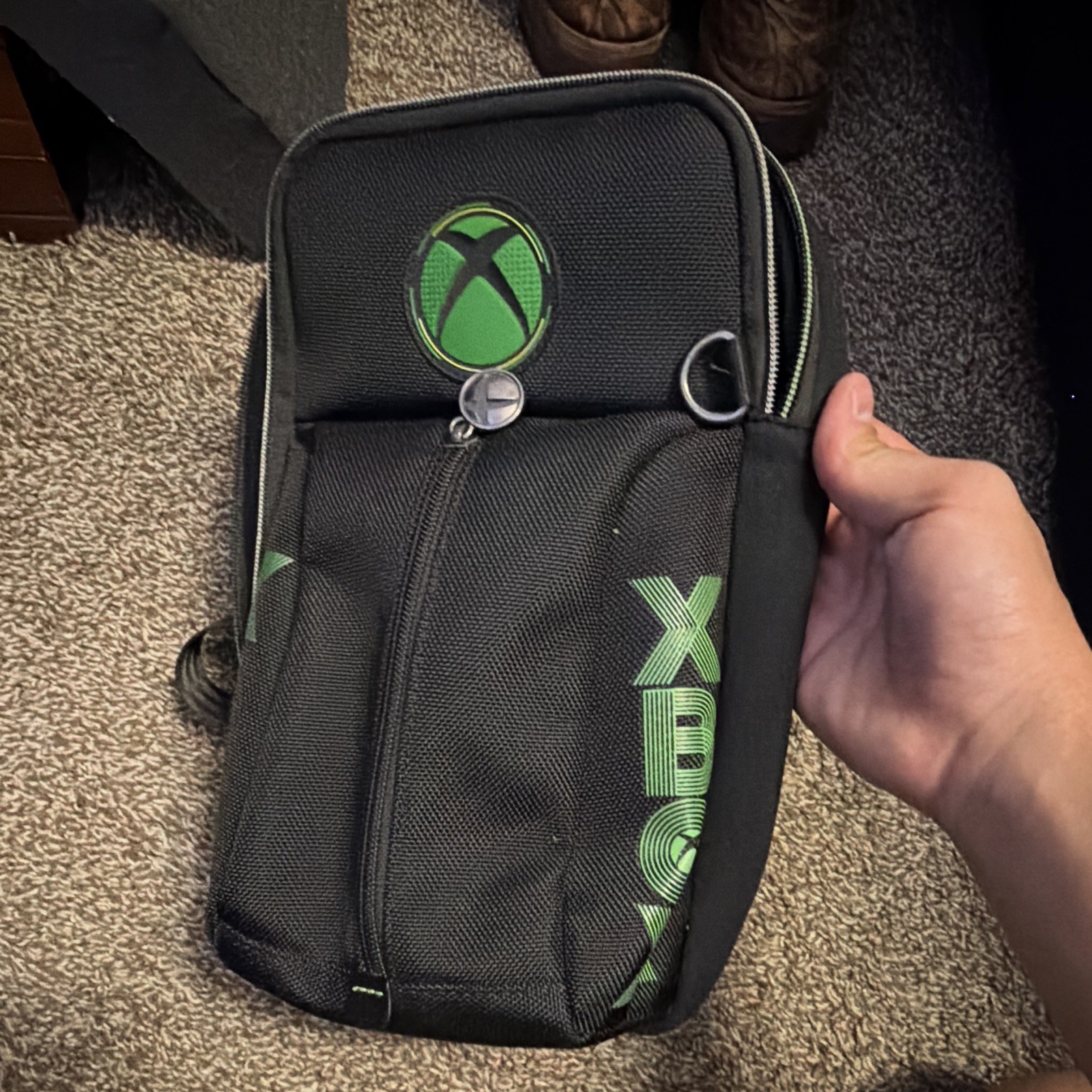Microsoft Xbox Padded Sling Carrying Case for Console/Controller Black/Green