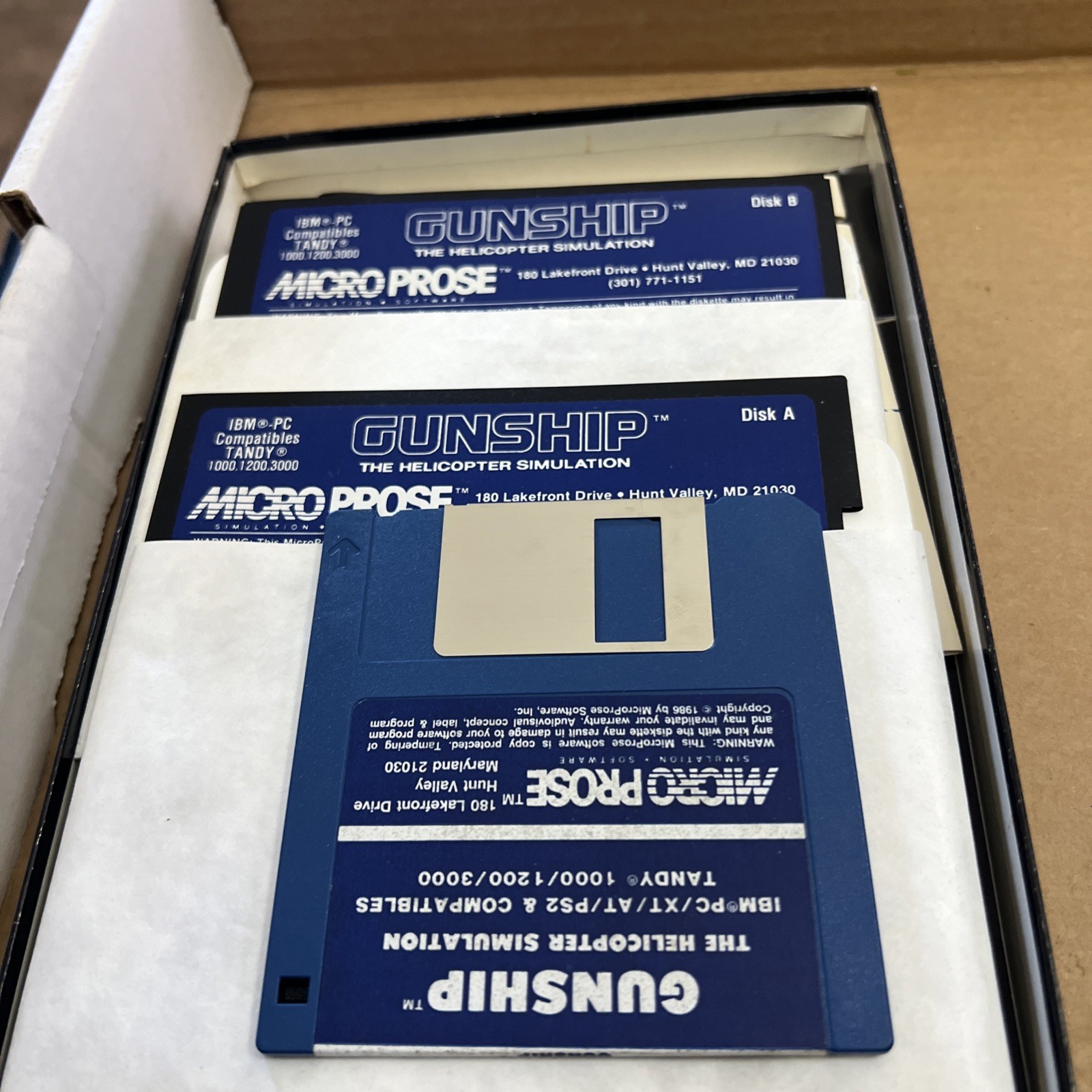 Gunship Microprose IBM PC/XT/AT Big Box – Complete in Box see photos