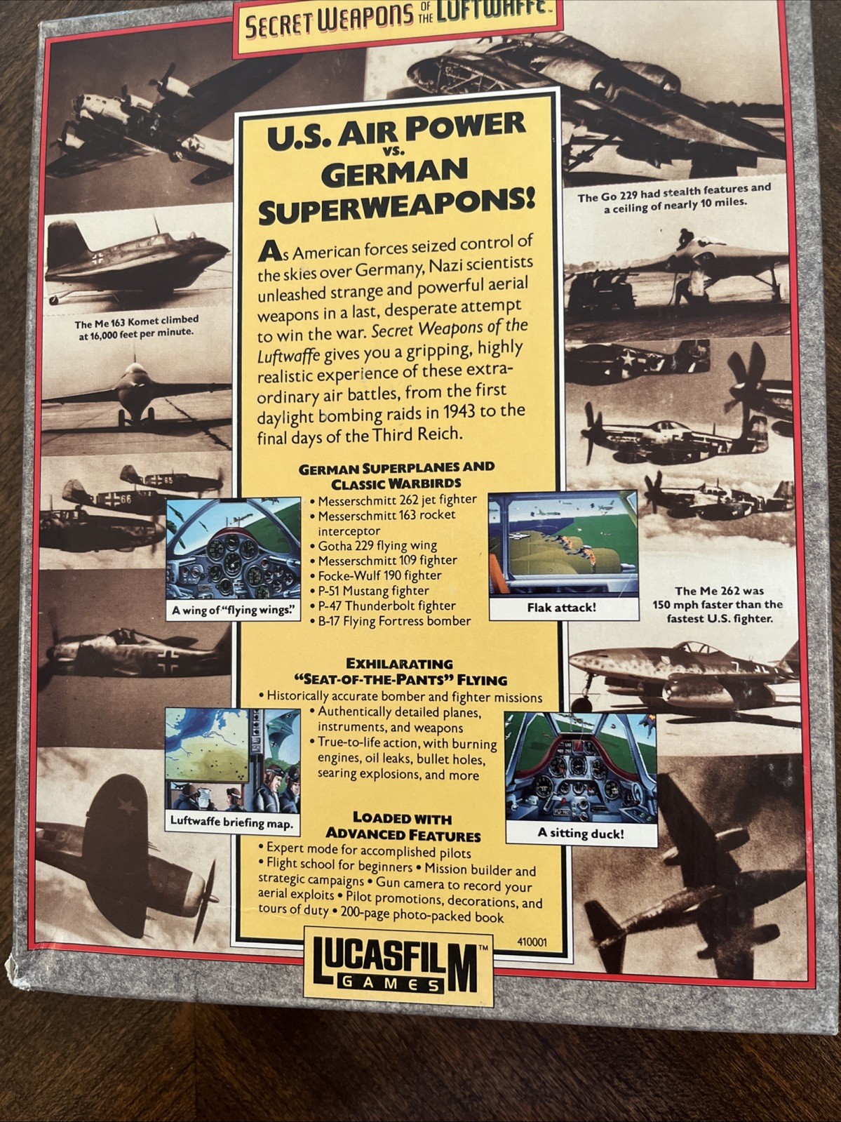 Secret Weapons of the Luftwaffe Big Box Complete PC 3.5” + P-38 Tour of Duty