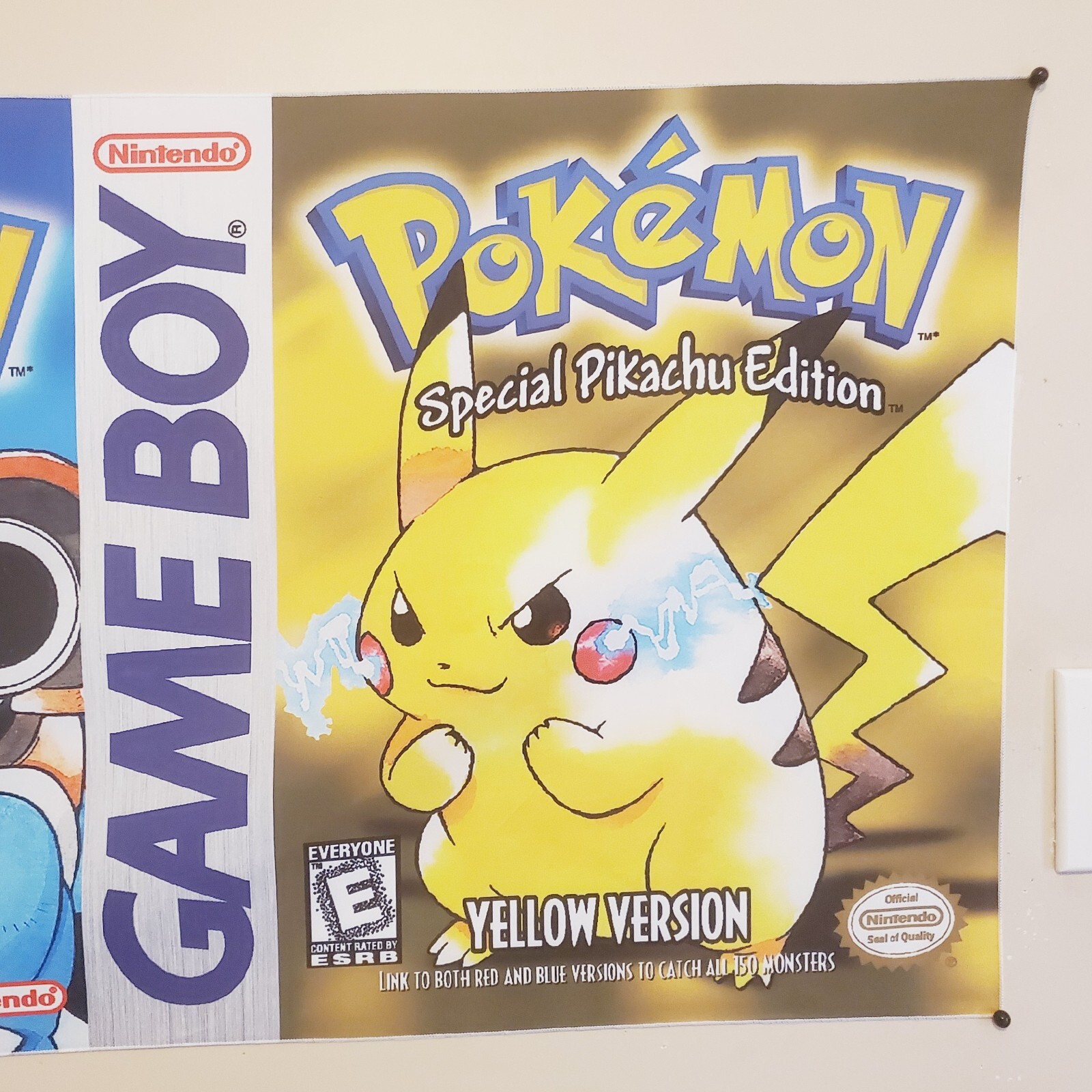 Pokémon Red Blue Yellow tapestry flag Gameboy box art covers Pikachu banner