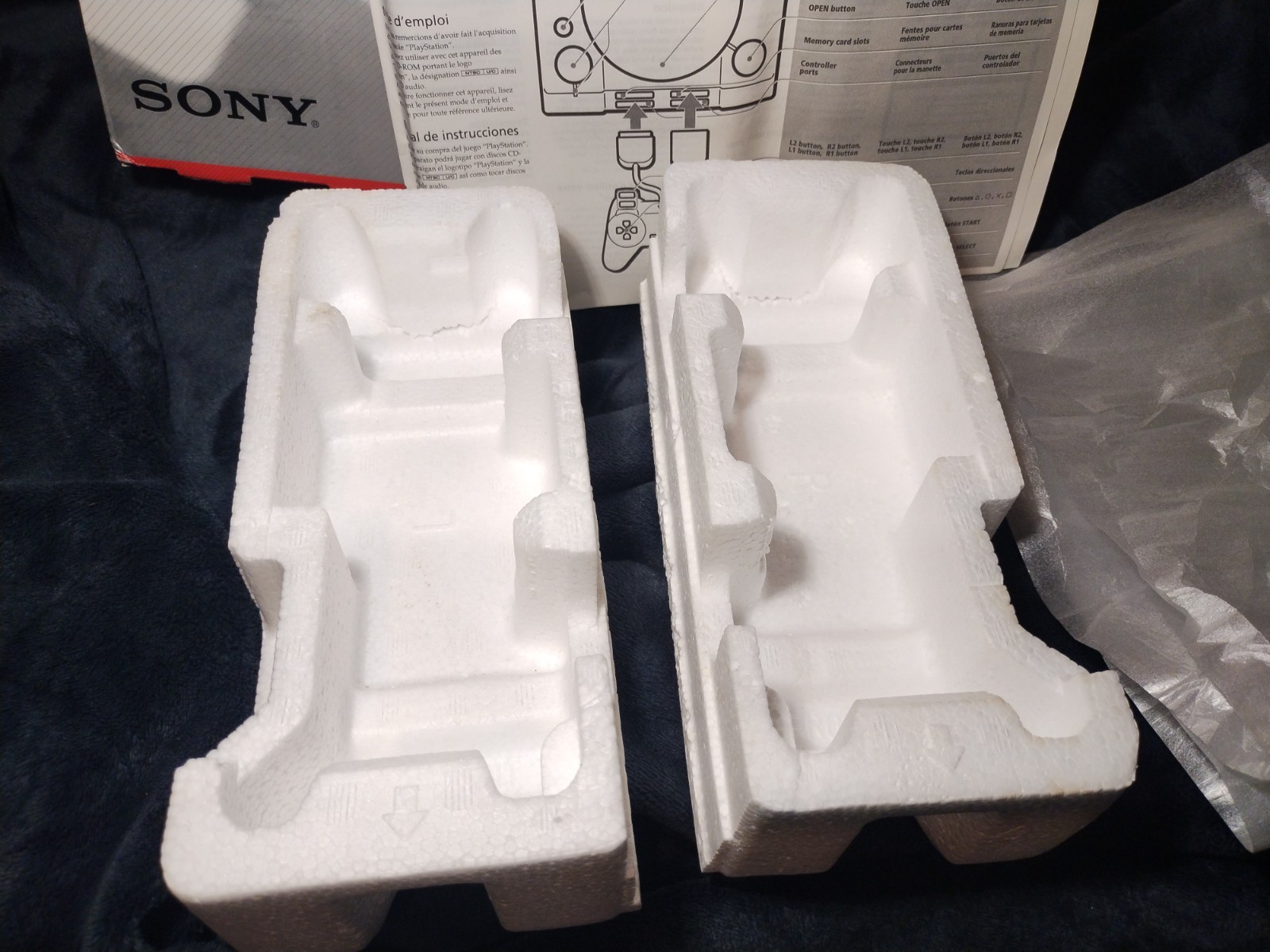 Empty Playstation 1 Console System Box, Foam, Protector & Manual Only PS1
