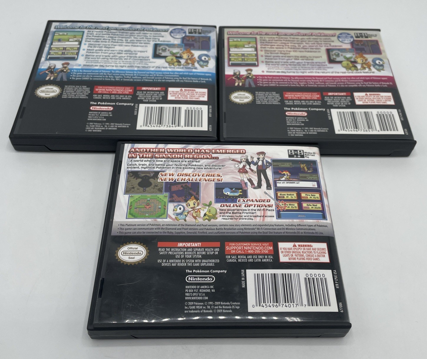 Pokémon Diamond + Pearl + Platinum Nintendo DS Authentic Lot 100% Complete CIB