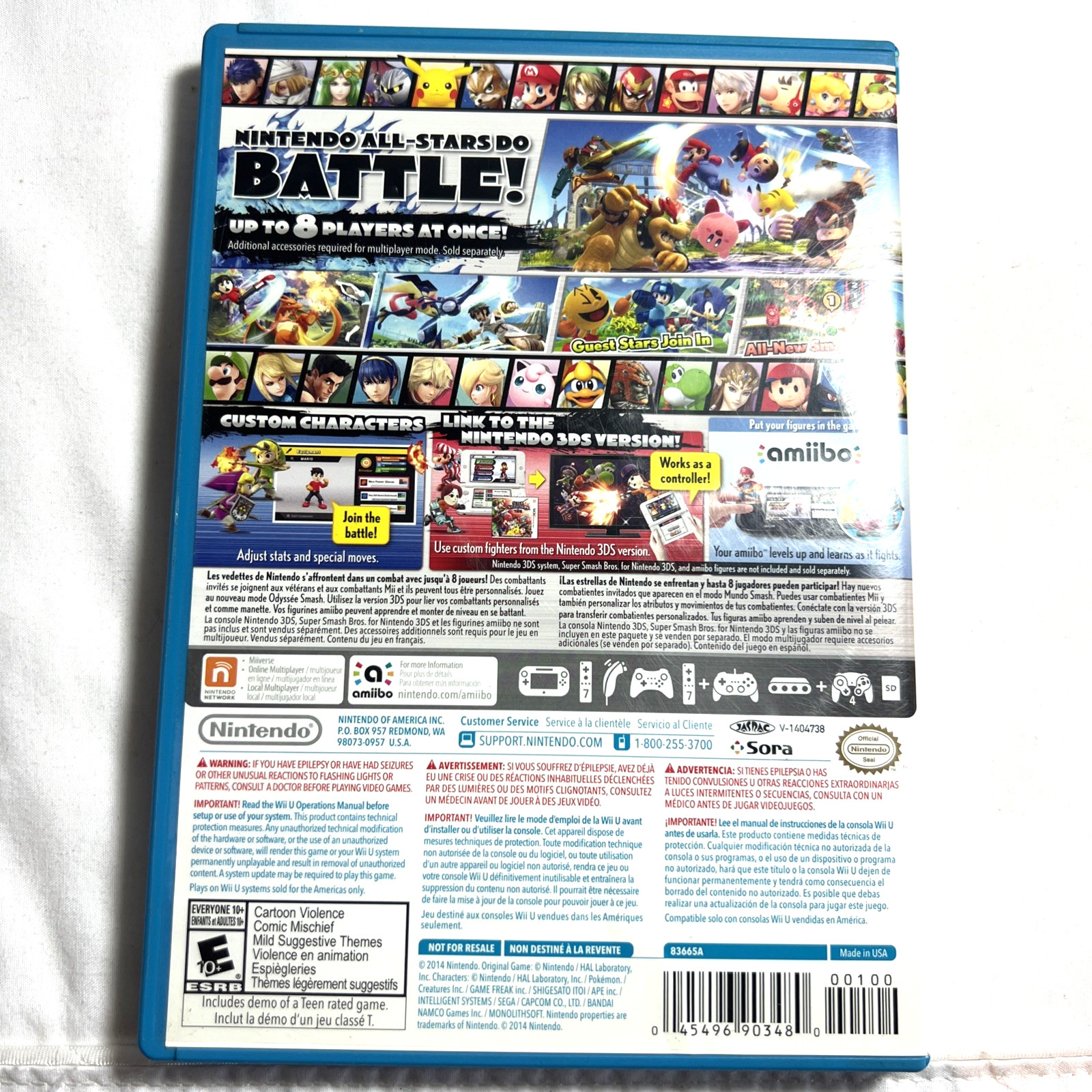 SUPER SMASH BROS WII U NINTENDO WIIU WII U GAME, MANUAL & CASE COMPLETE NES HQ