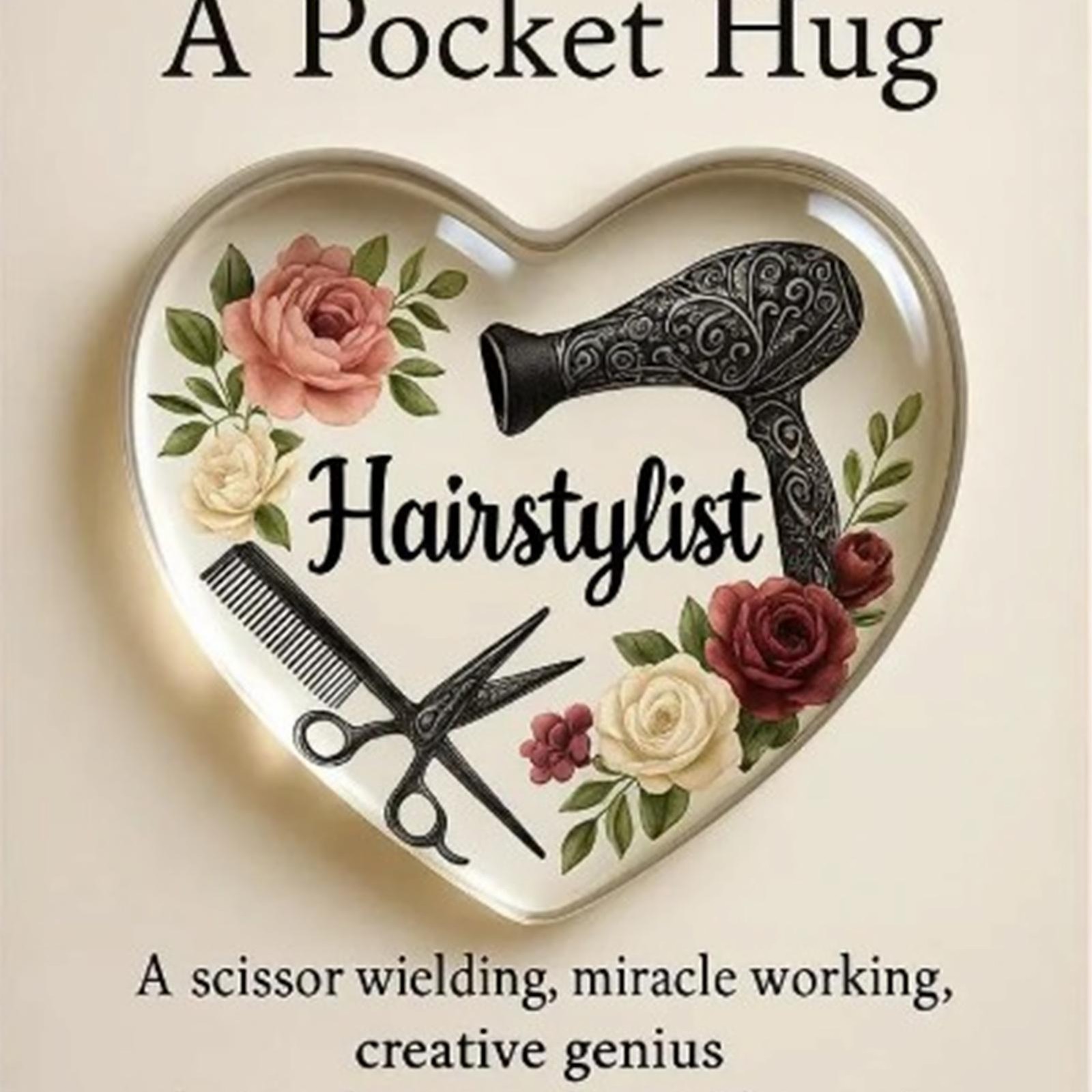 1pc A pocket Hug for Hairstylist 2D Heart Shaped Hairdresser Gift
