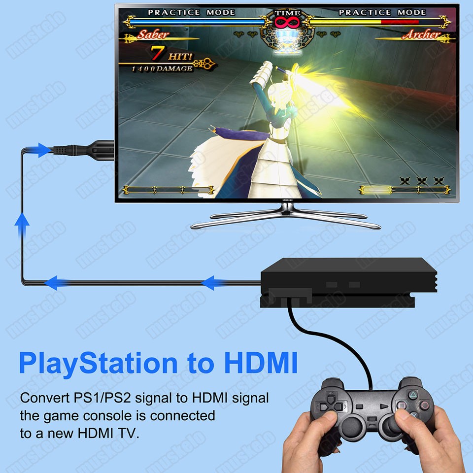 For Sony PS1 PS2 to HDMI TV Adapter Cable Game Console Audio Video Converter